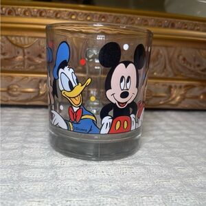 Disney Glass with Mickey and Donald in Blue and Black